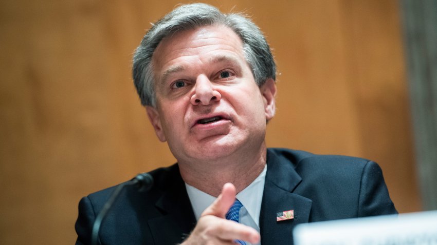 FBI Director Christopher Wray, testifies during the Senate Homeland Security and Governmental Affairs Committee hearing titled Threats to the Homeland, in Dirksen Senate Office Building on Thursday, September 24, 2020.
