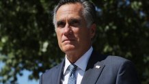 Sen. Mitt Romney (R-UT) leaves a meeting of GOP senators at the National Republican Senatorial Committee offices September 22, 2020 in Washington, DC.