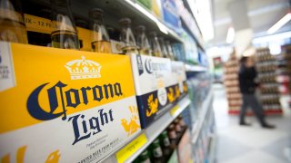 Constellation Brands’ Corona Light is displayed for sale at a grocery store in New York.