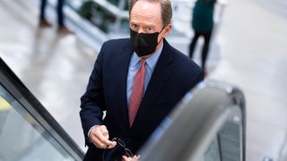 Sen. Pat Toomey, R-Pa., is seen in the basement of the Capitol before a Senate vote on Tuesday, September 22, 2020.