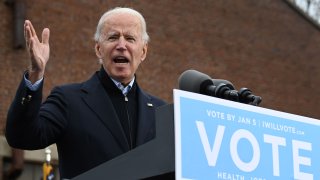 In this Dec. 15, 2020, file photo, US President-elect Joe Biden speaks during a campaign rally to support Democratic Senate candidates in Atlanta, Georgia.