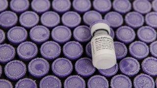 Pfizer’s Covid-19 vaccine is pictured at Rady Children’s Hospital before it’s placed back in the refrigerator in San Diego, California on December 15, 2020.