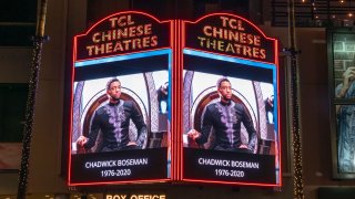The TCL Chinese Theatre honors actor, Chadwick Boseman on their marquee