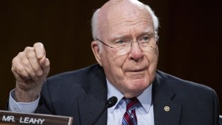 Senator Pat Leahy (D-VT) asks a question at a Judiciary Committee hearing in the Dirksen Senate Office Building on June 16, 2020, in Washington, D.C.
