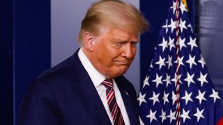 U.S. President Donald Trump arrives to address reporters about the 2020 U.S. presidential election results in the Brady Press Briefing Room at the White House in Washington, U.S., November 5, 2020.