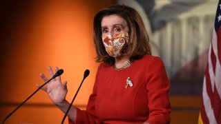 In this Feb. 11, 2021, file photo, Speaker of the House, Nancy Pelosi, Democrat of California, speaks during her weekly press briefing on Capitol Hill in Washington, D.C.