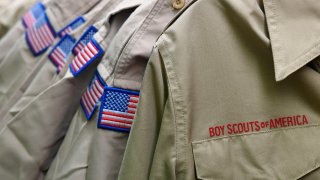 Boy Scout shirts with American flag patches