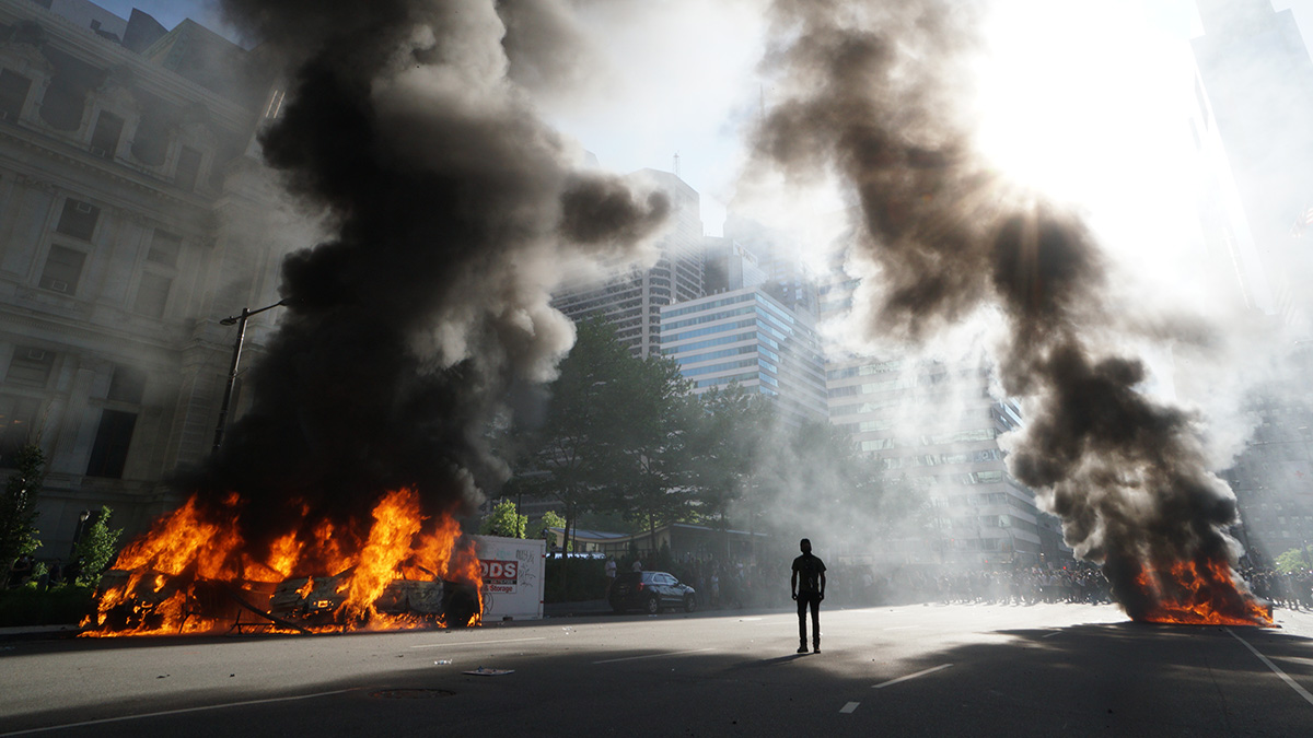 During the May 30 protest. (Photo: Joseph Kaczmarek / NBC10)