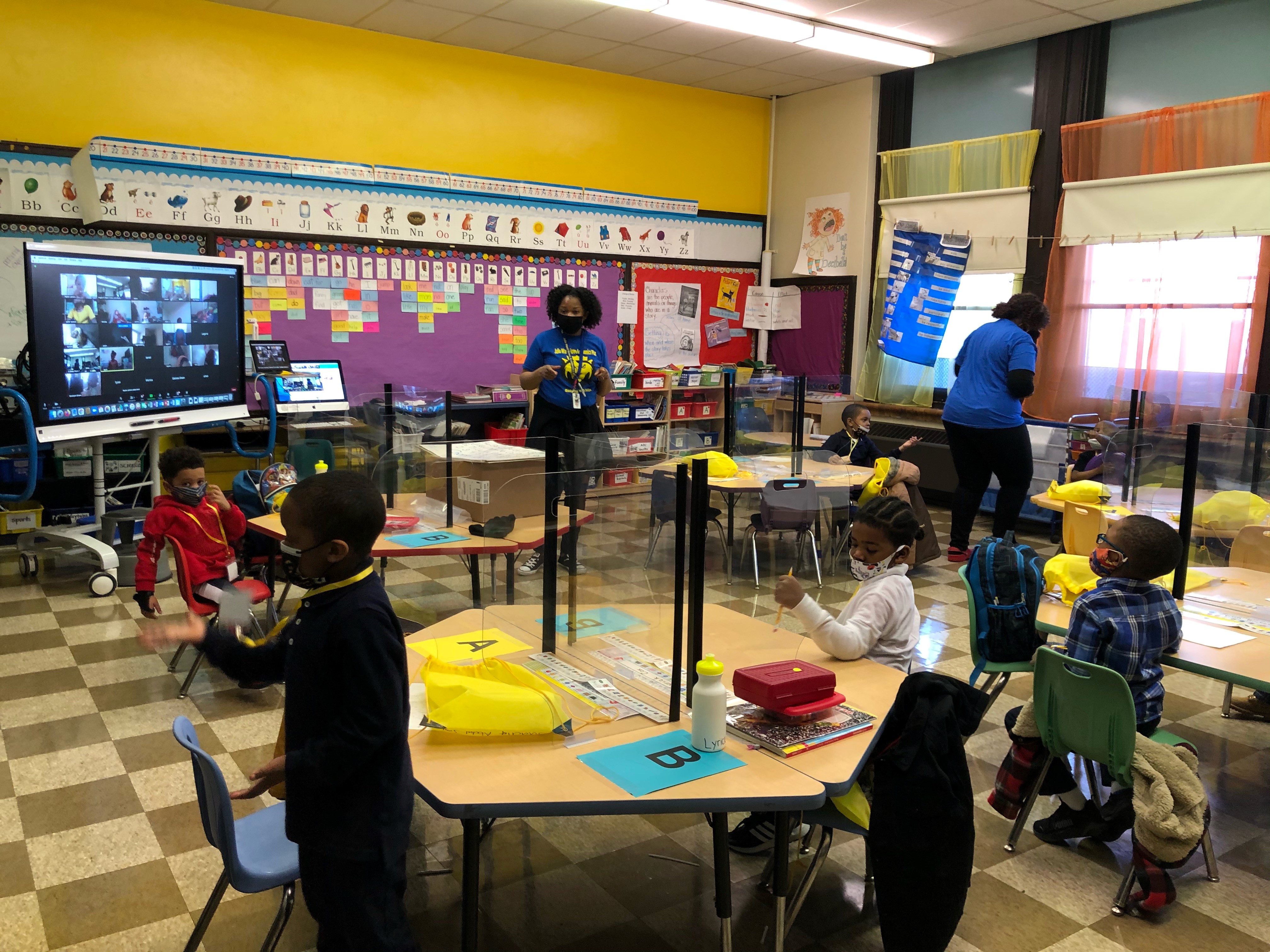By March, 2021, some students in Philadelphia schools (pictured) and other suburbs were starting to return to class more often, twelve months after the pandemic shuttered classrooms across the area. (Photo: Yaima Crespo / Telemundo62)
