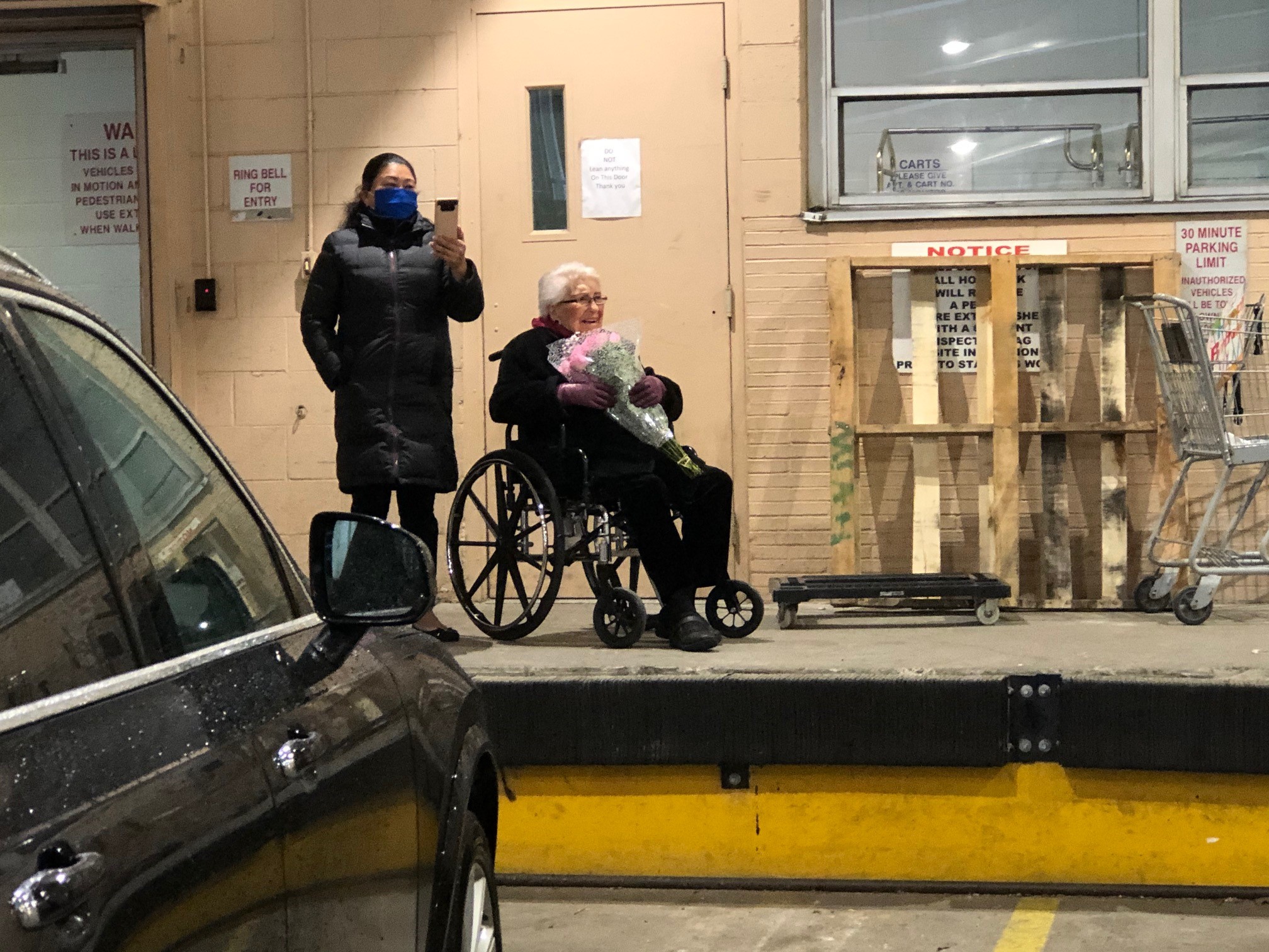 Gigi celebrated her birthday on a loading dock as well-wishers drove up to honk their good wishes. (Photo: Dave Palmer / NBC10)