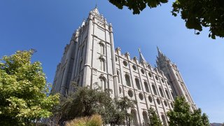 File Photo: The Salt Lake Temple stands with majesty before a beautiful clear blue sky one sunny day in Salt Lake City, Utah.