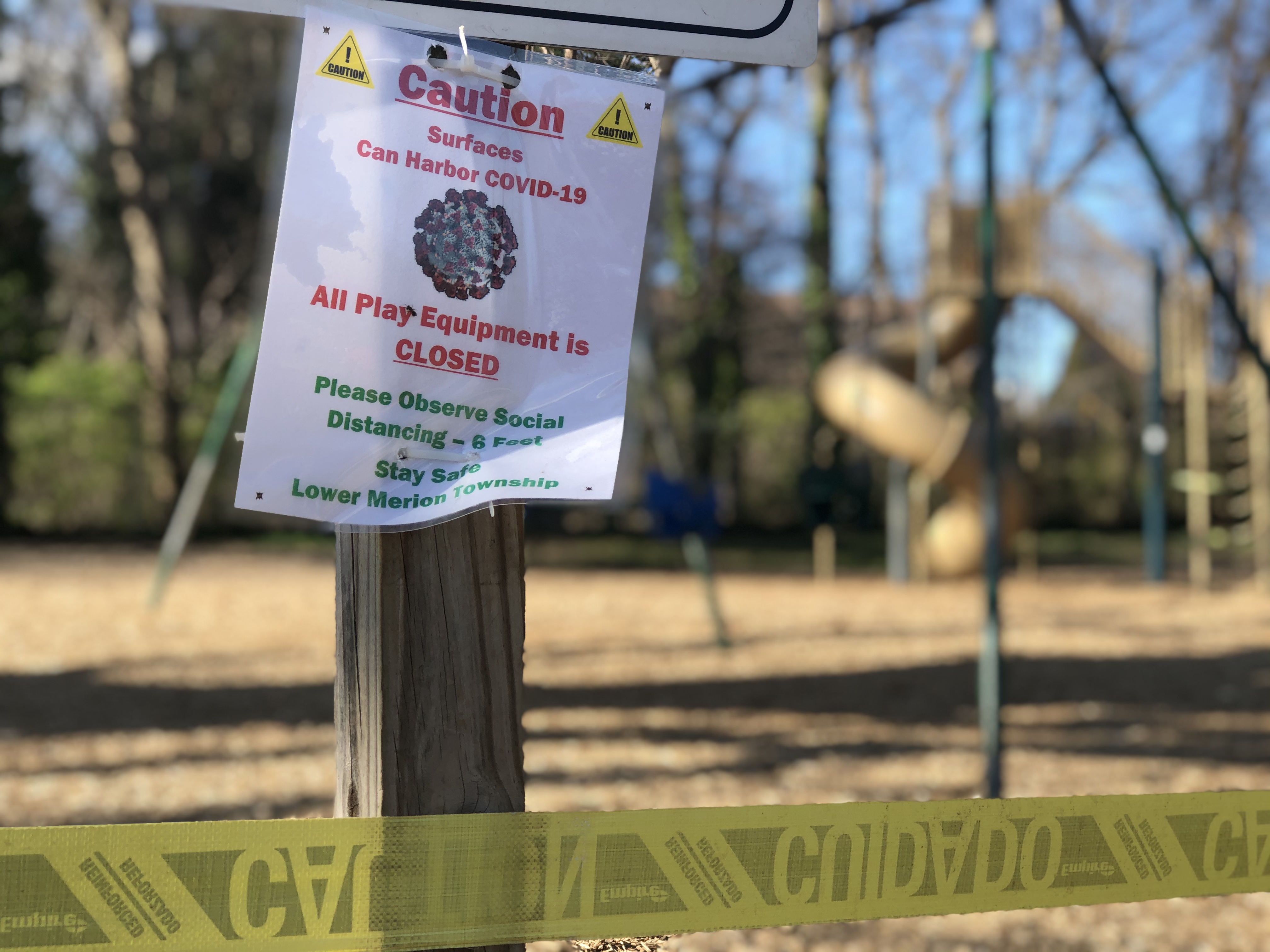 A sign at a Lower Merion playground. (Photo: Brad Berner / NBC10)