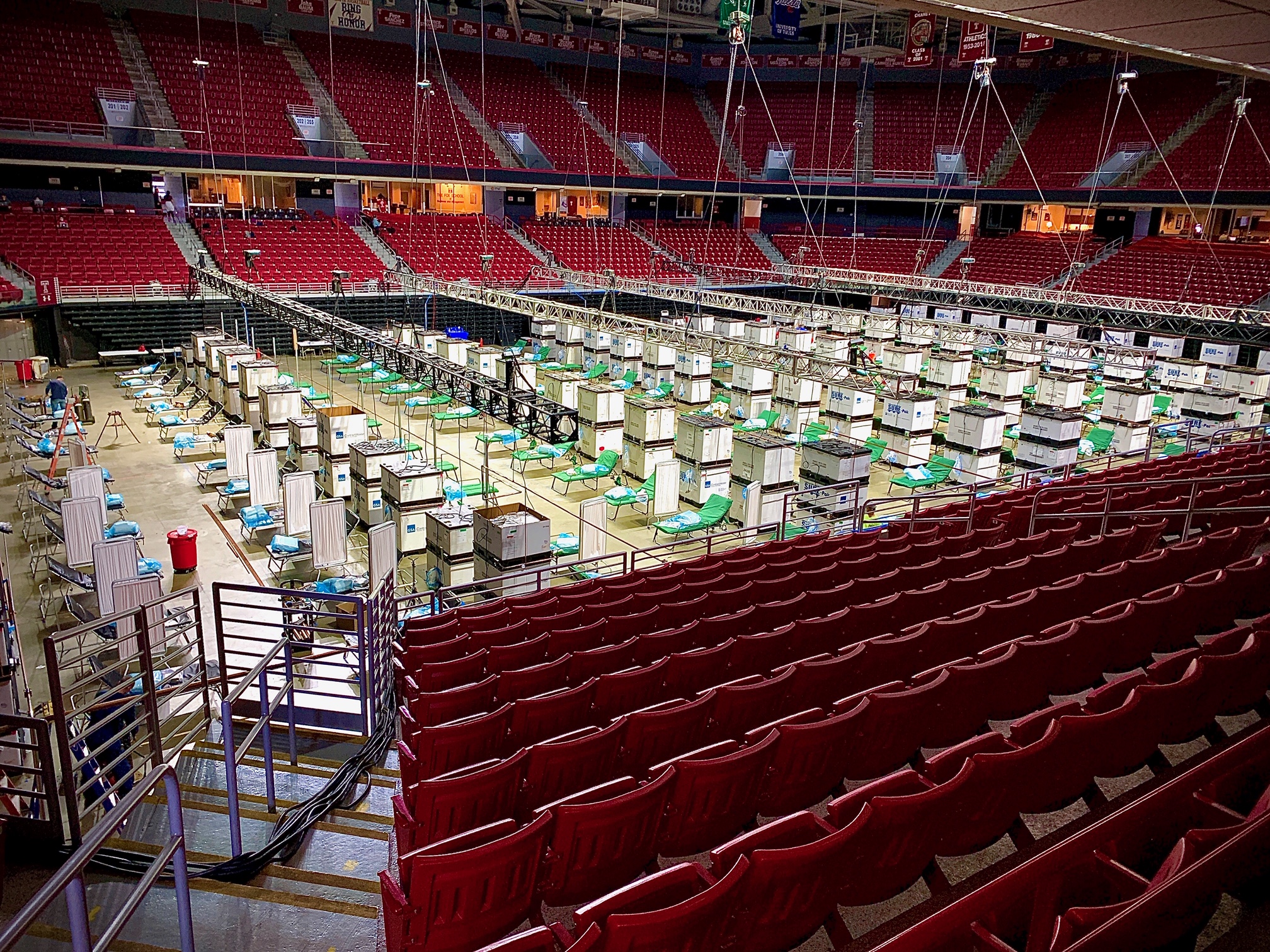 And the Liacouras Center was set up as a field hospital in case city hospitals were overrun. Only a few patients were ever treated there. (Photo: Matt Pantaleno / NBC10)