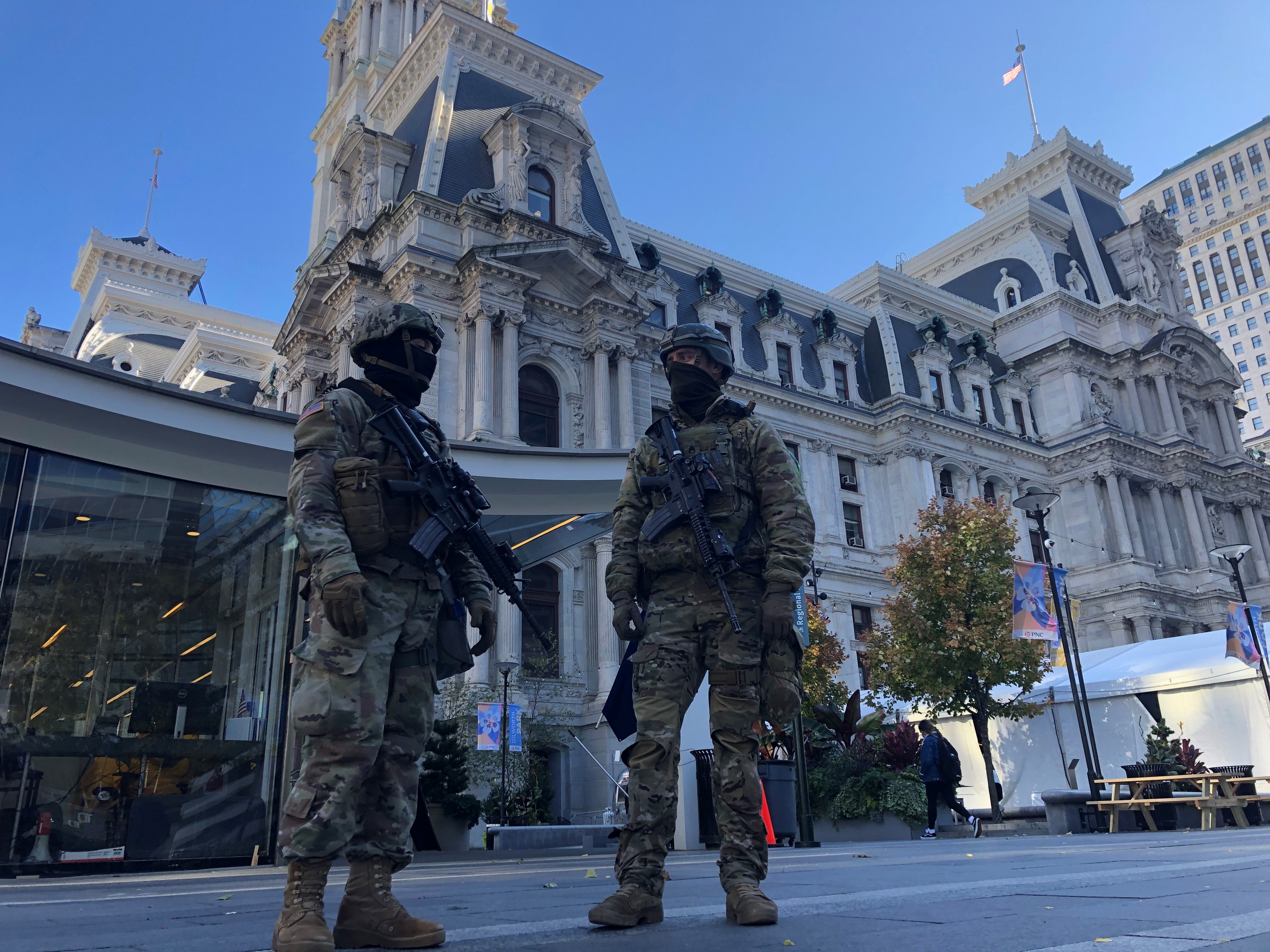 The National Guard was called out to Philadelphia City Hall around Election Day. (Photo: Mitch Blacher / NBC10)