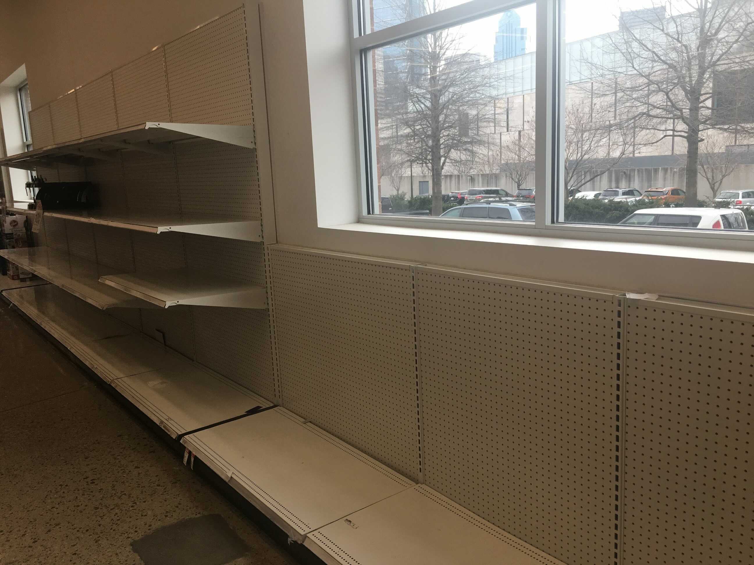 On March 12, 2020, at Target on Pennsylvania Avenue in the city, the shelves for paper towels and toilet paper were completely empty. (Photo: Joe Brandt / NBC10)