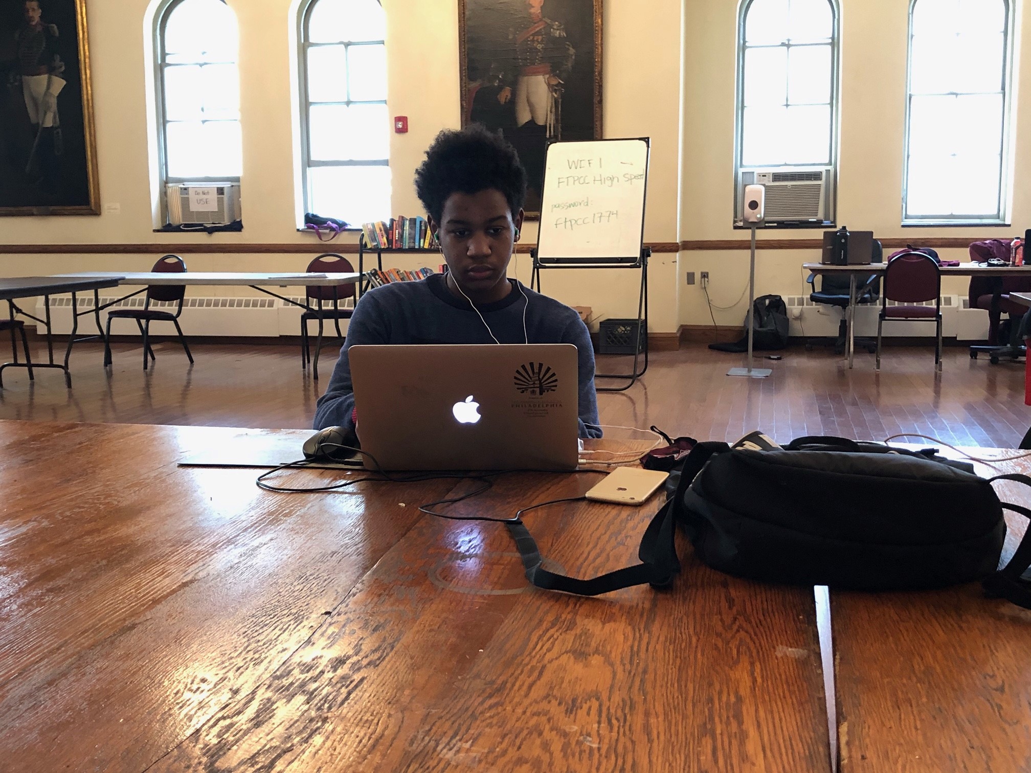 "School" became learning pods, like this one at the Philadelphia Youth Basketball Academy, or kitchen tables, or even cars parked near available Wifi. (Photo: Dave Palmer / NBC10)