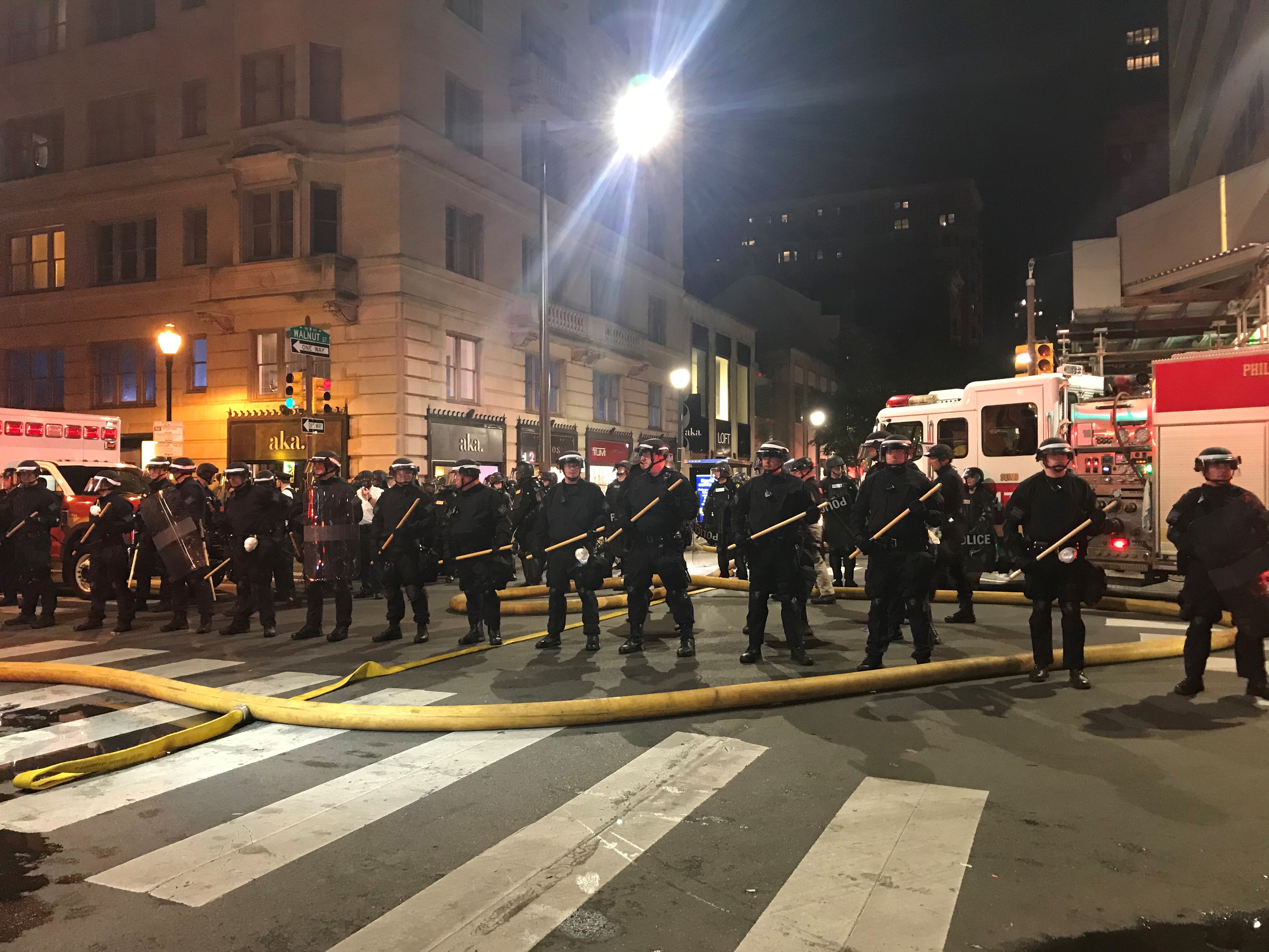 Police respond to the protests May 30. (Photo: J.R. Smith / NBC10)