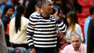 Sports agent Rich Paul looks on after the game between the Miami Heat and the Charlotte Hornets at American Airlines Arena on March 11, 2020 in Miami, Florida.