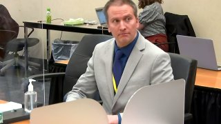 Former Minneapolis police officer Derek Chauvin attends closing arguments during his trial for second-degree murder, third-degree murder and second-degree manslaughter in the death of George Floyd with his defense attorney Eric Nelson in Minneapolis, Minnesota, April 19, 2021 in a still image from video.
