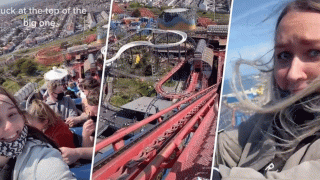 "The Big One" roller coaster at Blackpool Pleasure Beach in the United Kingdom got stuck on Sunday, April 25, 2021, forcing passengers to climb down from the peak of the ride.