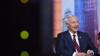 In this file photo, Asa Hutchinson, governor of Arkansas, speaks during a Bloomberg Television interview in New York, U.S., on Tuesday, May 28, 2019.
