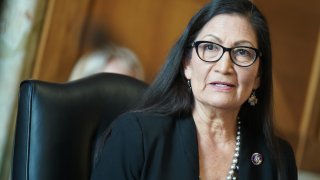 WASHINGTON, DC - FEBRUARY 24: Rep. Debra Haaland (D-NM), President Joe Biden's nominee for Secretary of the Interior, testifies during her confirmation hearing before the Senate Committee on Energy and Natural Resource, at the U.S. Capitol on February 24, 2021 in Washington, DC. Rep. Haaland's opposition to fracking and early endorsement of the Green New Deal has made her one of President Biden's more controversial cabinet nominees.