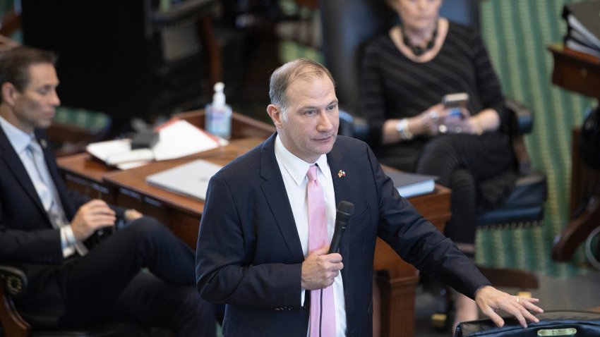 State Sen. Charles Schwertner, R-Georgetown, speaks in favor of House Bill 1927, the permitless gun carry bill, at the Capitol on Wednesday, May 5, 2021, in Austin, Texas. (Jay Janner/Austin American-Statesman via AP)