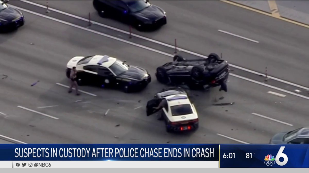 Police Chase Ends In Rollover Crash On I 95 In Broward Nbc 6 South Florida