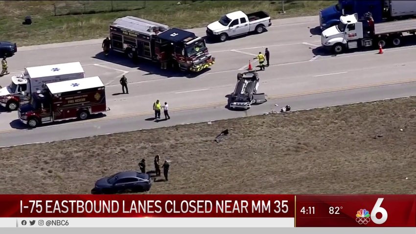 4 Injured in Rollover Crash on Alligator Alley in Broward