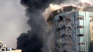 Gaza building toppled
