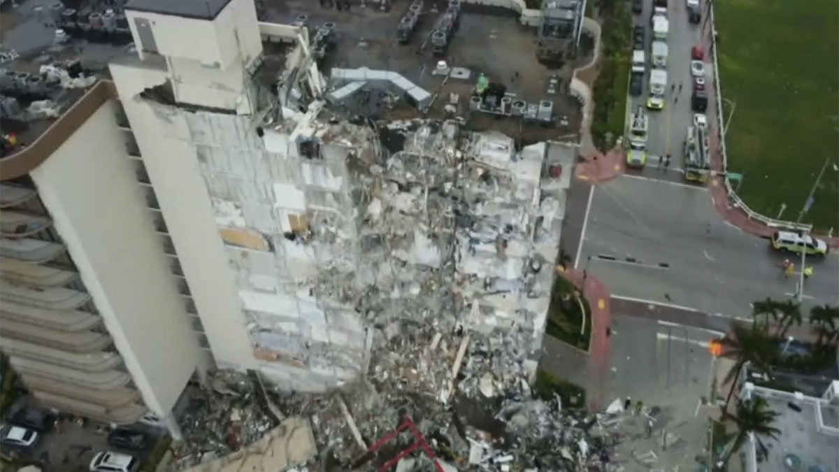 Drone Footage Shows Devastation of Surfside Condo Collapse ...
