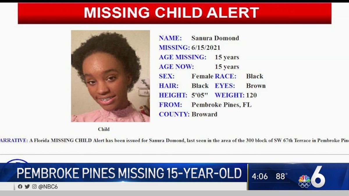 Missing Child Alert for Teen Girl Last Seen in Pembroke Pines – NBC 6 ...