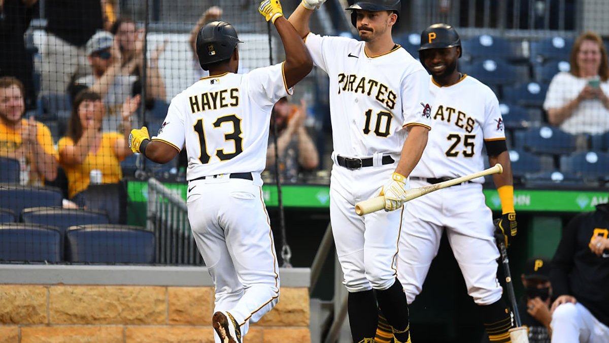 Ke'Bryan Hayes of the Pittsburgh Pirates bats during the game between  News Photo - Getty Images