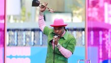 LOS ANGELES, CA - MAY 23:  2021 BILLBOARD MUSIC AWARDS -- Pictured: DaBaby accepts Top Rap Song for “ROCKSTAR” onstage during the 2021 Billboard Music Awards held at the Microsoft Theater on May 23, 2021 in Los Angeles, California. --  (Photo by Emma McIntyre/NBC/NBCU Photo Bank via Getty Images)