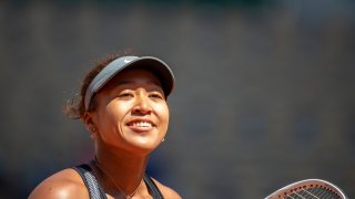 Naomi Osaka of Japan during her match against Patricia Maria Tig of Romania in the first round of the Women's Singles competition on Court Philippe-Chatrier at the 2021 French Open Tennis Tournament at Roland Garros on May 30th 2021 in Paris, France.