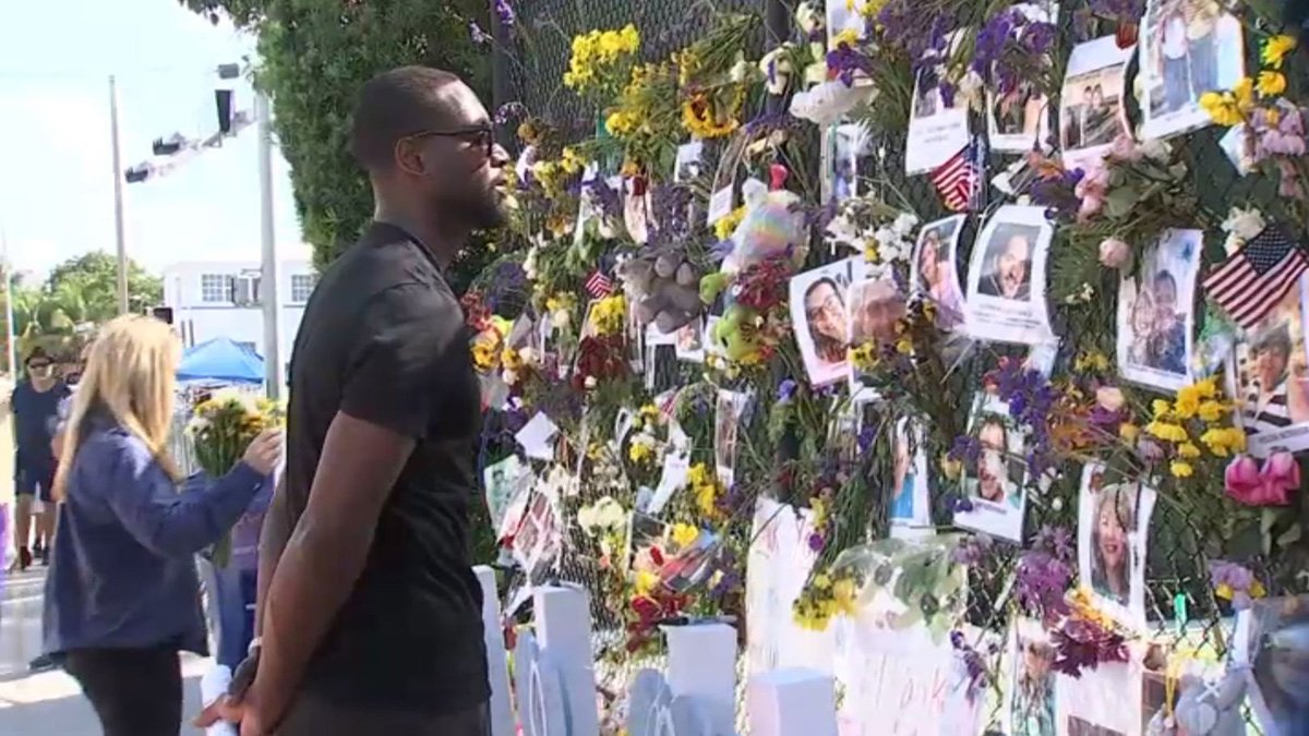 Heat Legend Dwyane Wade Visits Surfside Memorial, Speaks With First