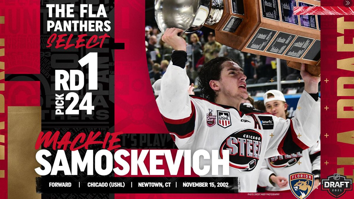 Florida Panthers Select Mackie Samoskevich in 1st Round of NHL Draft