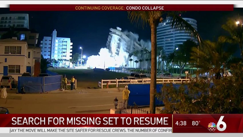 Search for Missing Set to Resume After Surfside Condo Demolished