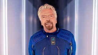 Sir Richard Branson, in his Under Armour spaceflight suit.