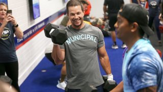 Mark Wahlberg hosts the opening of F45 Training at Miramar MCAs, the first fitness franchise on a US military base on June 11, 2021 in San Diego, California.