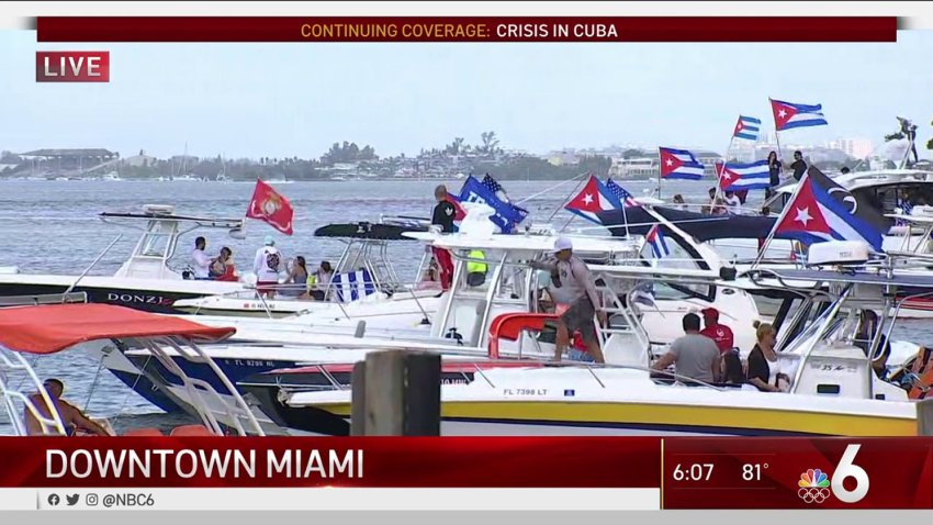 Boaters Show Support for Cuban Protests