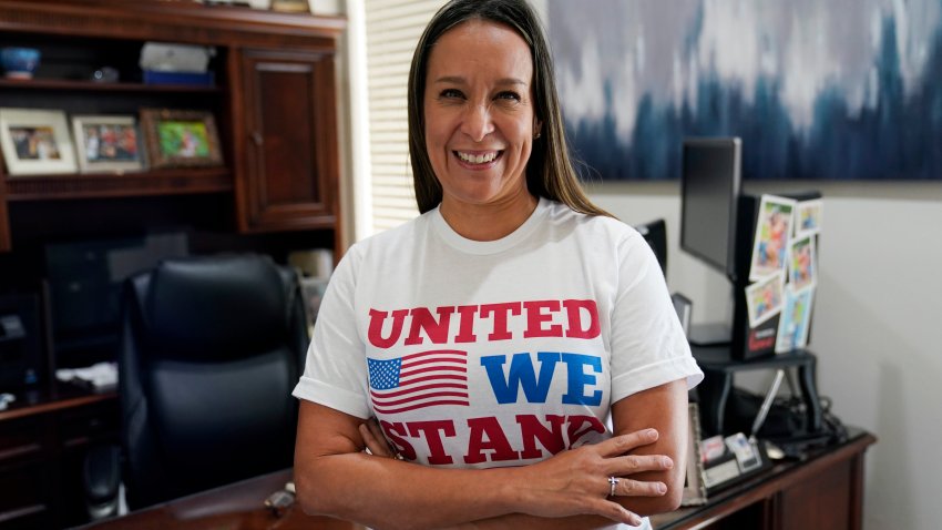 Republican Monica De La Cruz-Hernandez, running in the next general election for the 15th House congressional district, talks in her office in Alamo, Texas, Thursday, July 8, 2021. In Republicans’ bid to retake control of Congress, this traditionally Democratic stretch of south Texas has quietly become a top battleground. After making unexpected gains last November, the GOP is zeroing in on a trio of House seats in the region as key targets heading into next year’s midterm elections. They include the 15th congressional district, which hasn’t sent a Republican to Washington since its creation in 1903, but where the GOP newcomer came within three points of winning in 2020.