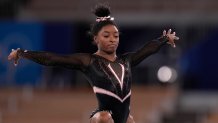 Simone Biles does a stance