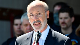 Gov. Tom Wolf speaks at an event in Mechanicsburg, Pennsylvania, May 12, 2021. Beyond the local races on ballots, Pennsylvania’s primary election will determine the future of a governor’s authority during disaster declarations.