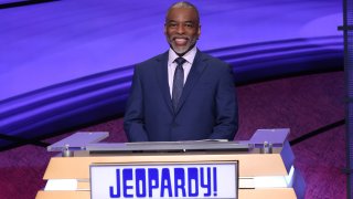 This image provided by Jeopardy Productions, Inc. shows "Jeopardy!" guest host LeVar Burton on the set of the game show.