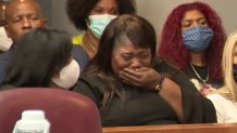 Daphne Campbell broke down as she faced her son's alleged killer in a Miami-Dade courtroom.