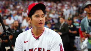 Shohei Ohtani #17 of the Los Angeles Angels is seen during the 2021 T-Mobile Home Run Derby at Coors Field on Monday, July 12, 2021 in Denver, Colorado.