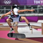 Jagger Eaton of the US competes in the men's street prelims heat 1 during the Tokyo 2020 Olympic Games at Ariake Sports Park Skateboarding in Tokyo on July 25, 2021.