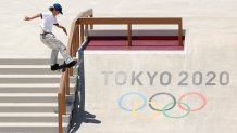 Alexis Sablone of Team United States practices on the skateboard street course ahead of the Tokyo 2020 Olympic Games on July 21, 2021 in Tokyo, Japan. Skateboarding is one of new sports at 2021 Olympics Summer Games.