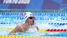 Michael Andrew of Team United States competes in heat five of the Men's 100m Breaststroke on day one of the Tokyo 2020 Olympic Games at Tokyo Aquatics Centre on July 24, 2021 in Tokyo, Japan.